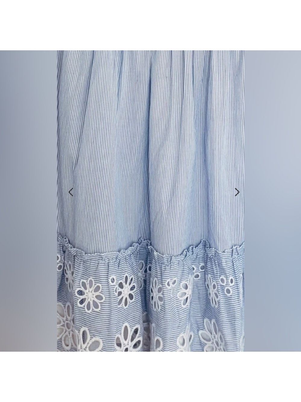 SAYLOR Zinnia Smocked Eyelet Mini Dress Yankee Pinstripe SZ M Blue White - Picture 4 of 10